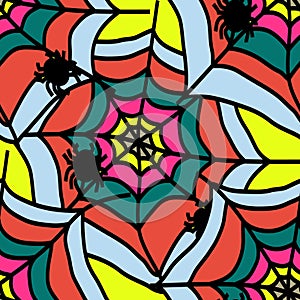Graffiti on a geometric background seamless pattern