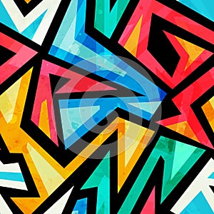 Graffiti geometric seamless pattern