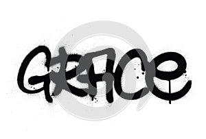 Graffiti grace word sprayed in black over white