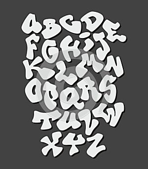 Graffiti hand lettering alphabet. Vector font