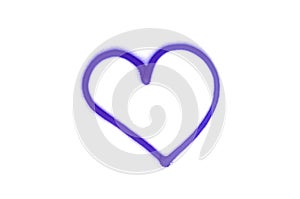 Graffiti heart sign sprayed on white isolated background