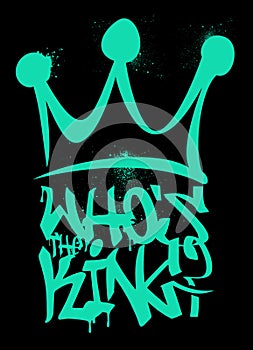 Graffiti, hip-hop style crown vector illustration.