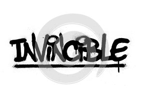 Graffiti invincible word sprayed in black over white