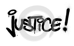 Graffiti justice word sprayed in black over white