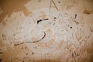 Graffiti on the national monument Old Town, fortress OstroÅ¾ac