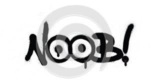 Graffiti NOOB chat abbreviation in black over white photo