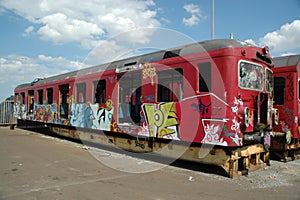 Graffiti on old train