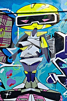 Graffiti painted on the breackwater wall at Port o