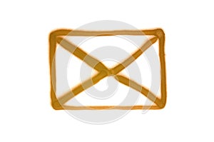 Graffiti post envelope sign sprayed on white isolated background