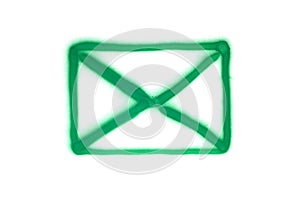 Graffiti post envelope sign sprayed on white isolated background