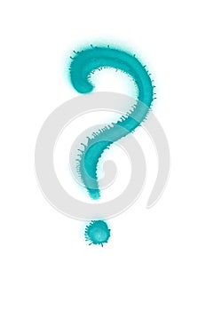 Graffiti question mark sign sprayed on white isolated background