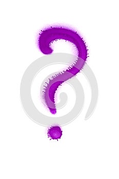 Graffiti question mark sign sprayed on white isolated background