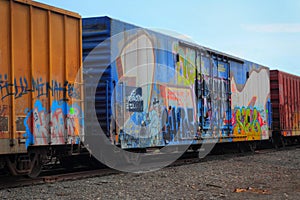 Graffiti on railroad cars