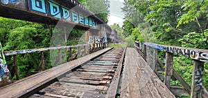 Graffiti railroad at Seldom Seen Greenway, Pittsburgh, Pennsylvania