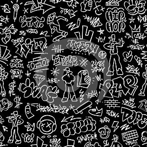 graffiti , rap music,street style lettering - seamless vector pattern design element