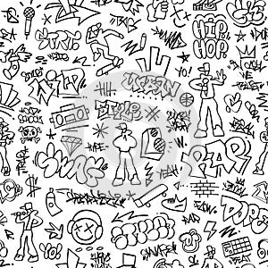 graffiti , rap music,street style lettering - seamless vector pattern design element