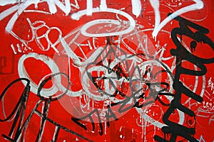 Graffiti on red, horizontal