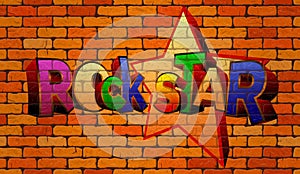 Graffiti rock star on the wall