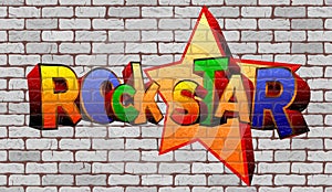 Graffiti rock star on the wall