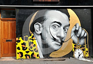 Graffiti of Salvador Dali in  East London, England