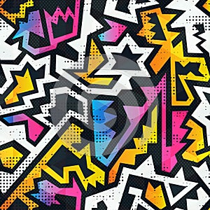 Graffiti seamless pattern with grunge effect