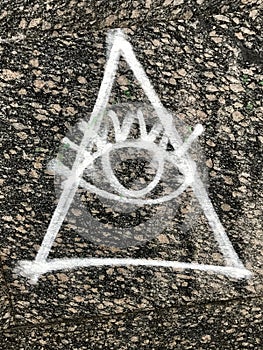 Graffiti signifying the all-seeing eye of the so-called Illuminati
