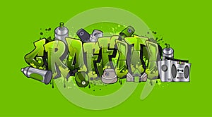 Graffiti Slime Street Art Logotype with Boombox