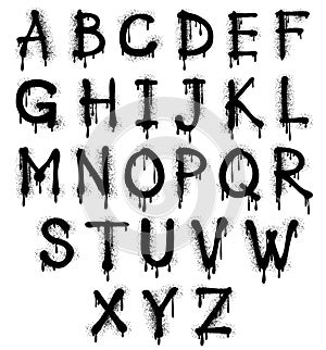 Graffiti splash vector alphabet, font, grunge text