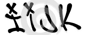 Graffiti spray font alphabet with a spray in black over white. Vector illustration. Part 3