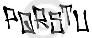 Graffiti spray font alphabet with a spray in black over white. Vector illustration. Part 4