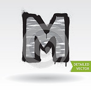 Graffiti alphabet. Letter M. Highly detailed vector font photo