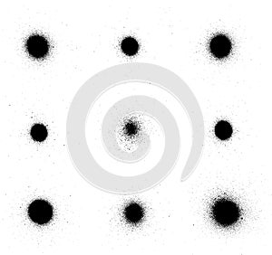 Graffiti sprayed dots collection in black over white