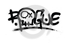 Graffiti sprayed rogue tag in black over white