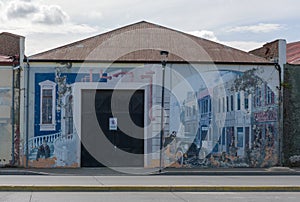 Graffiti, street art on the waterfront of Punta Arenas, Patagonia, Chile