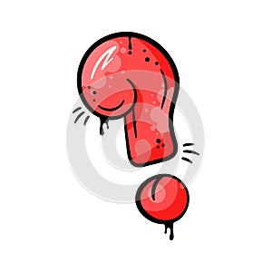 Graffiti style hand drawn icon of query, question mark, ready for premium use