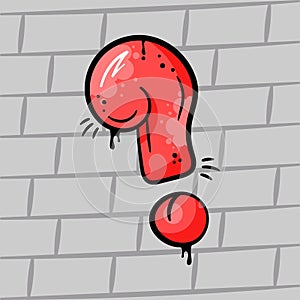 Graffiti style hand drawn icon of query, question mark, ready for premium use