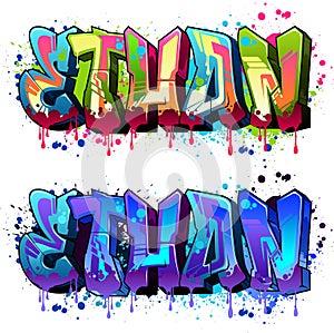 Graffiti styled Name Design - Ethan photo