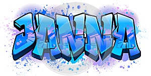 Graffiti styled Name Design - Janna photo