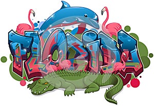 Graffiti Styled Vector Graphics Design - The State of Florida