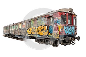 Graffiti Train Car, isolated on white background - generated by ai