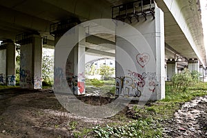 Graffiti under the bridge. alternative culture