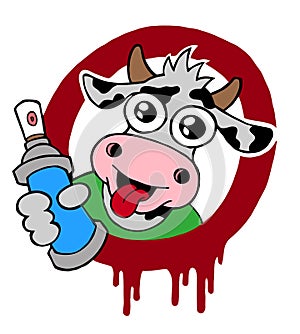 Graffiti vandal cow character cartoon style vector