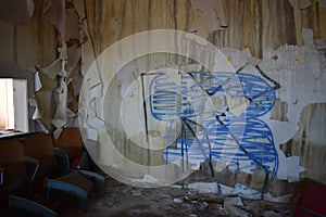 Graffiti on Wall of Abandoned School