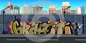 Graffiti wall background, urban art photo