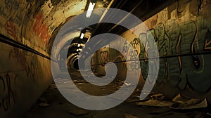 Graffiti Wonderland: Forgotten Subway Exploration./n