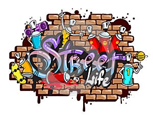 Graffiti word characters composition