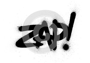 Graffiti zap word sprayed in black over white