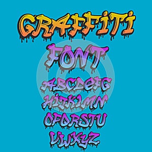 Graffity alphabet vector hand drawn grunge font paint symbol design ink style texture typeset