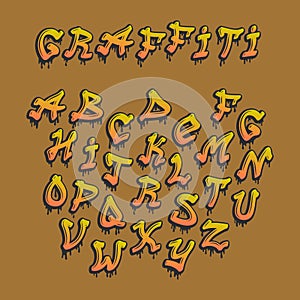Graffity alphabet vector hand drawn grunge font paint symbol design ink style texture typeset photo