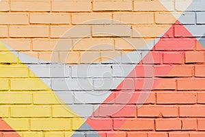 Graffity brick wall, very small detail. Abstract urban street art design close-up. Modern iconic urban culture, stylish